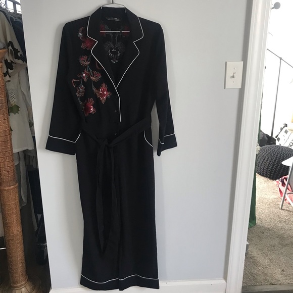 Zara embroidered jumpsuit with belt - Picture 6 of 8